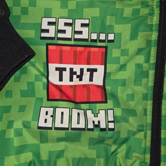 Minecraft 1416 Green Pixelated Creeper Bomber Jacket 4197 - Picture 3 of 10